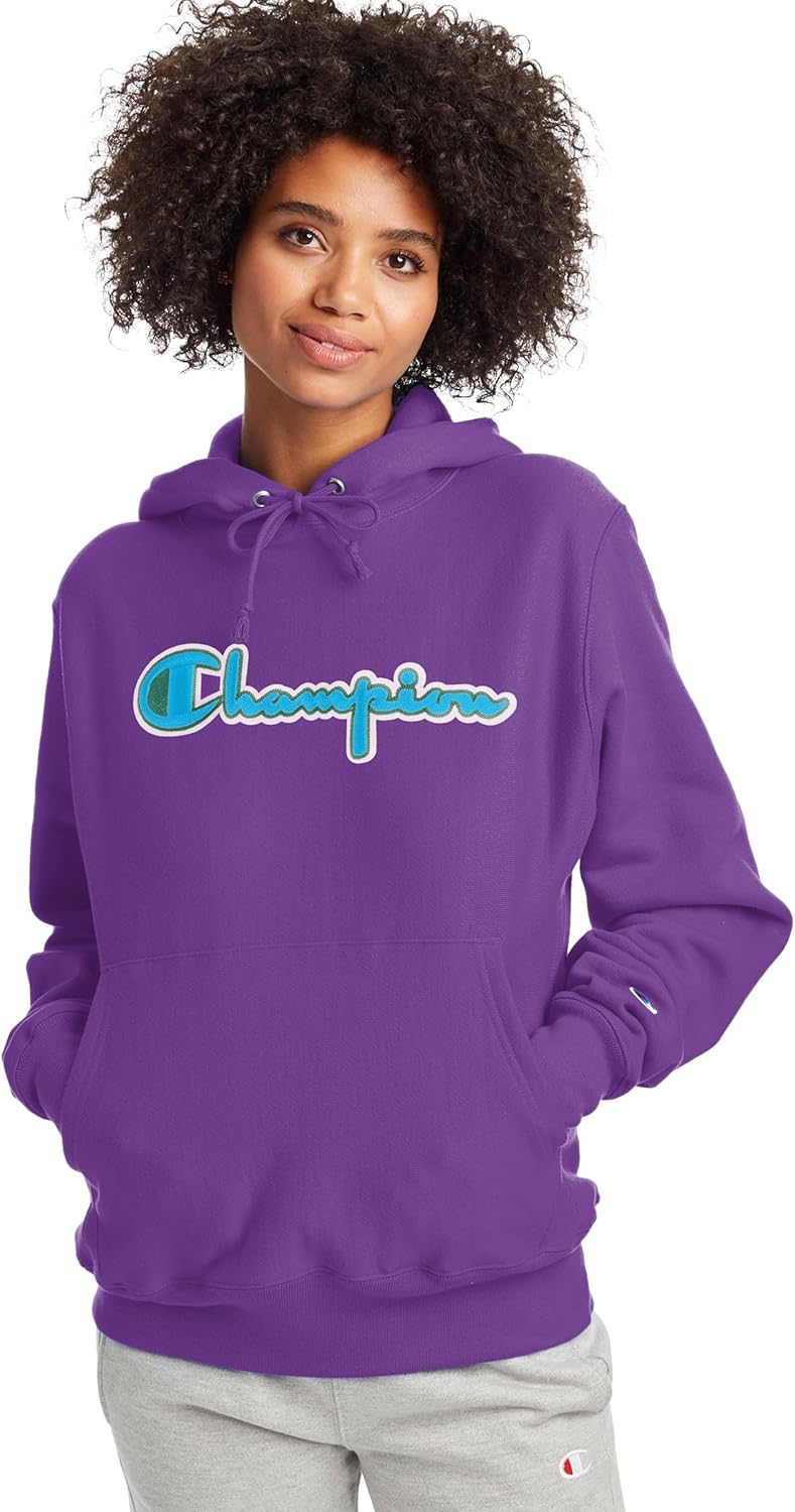 Champion Women’s Pullover Fleece Hoodie, Loose Fit, Midweight, Script Logo-4