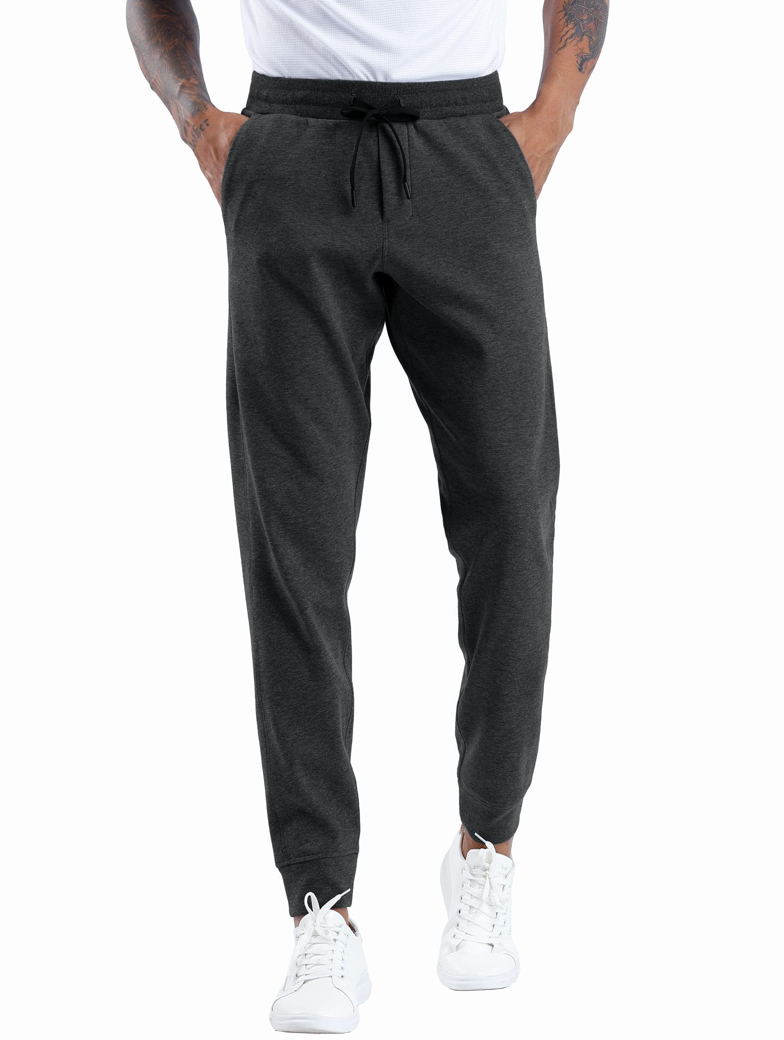 THE GYM PEOPLE Mens' Fleece Joggers Pants with Deep Pockets in Loose-fit Style