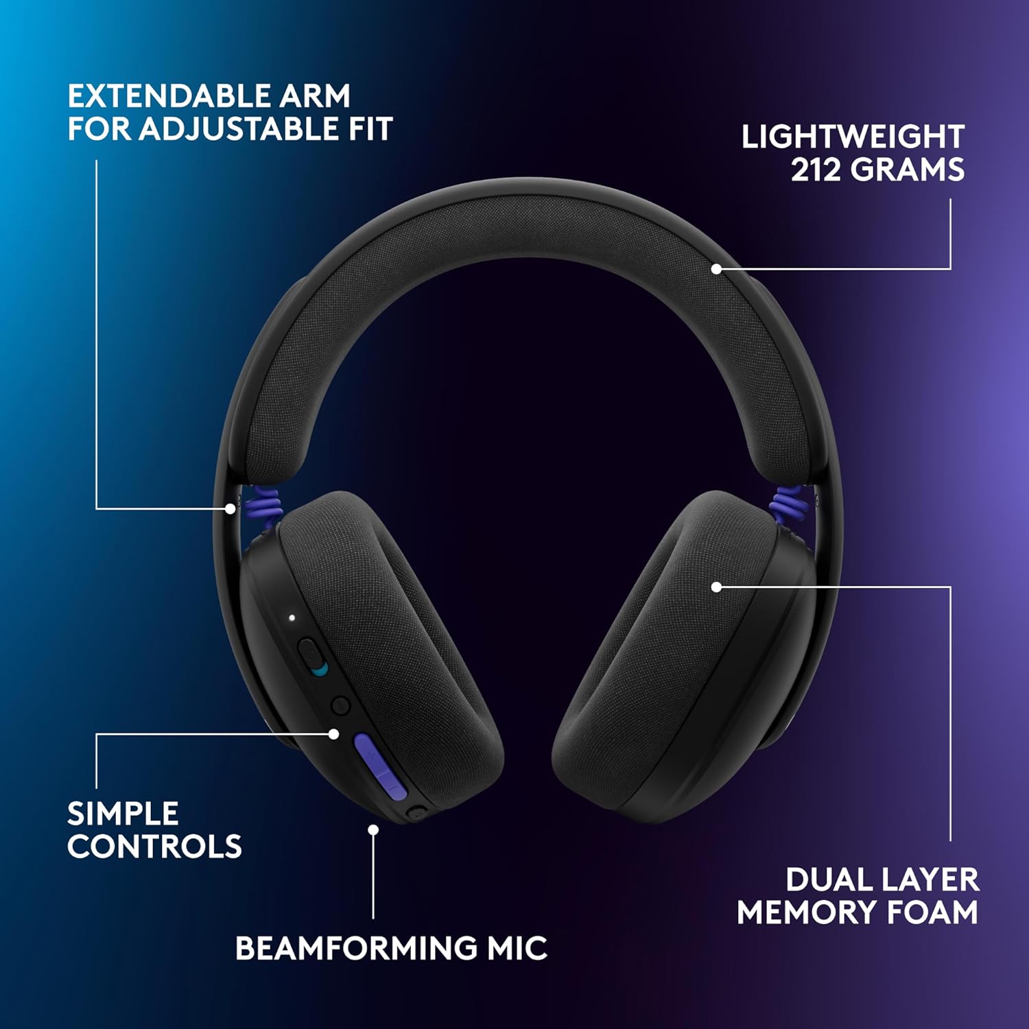 Logitech G325 Lightspeed Wireless Bluetooth Gaming Headset, All-Day Comfort, Built-in Mic with Noise Reduction, 24-Bit Audio, 24+ Hr Battery Life, for PC, PlayStation, Switch, Mobile – Black