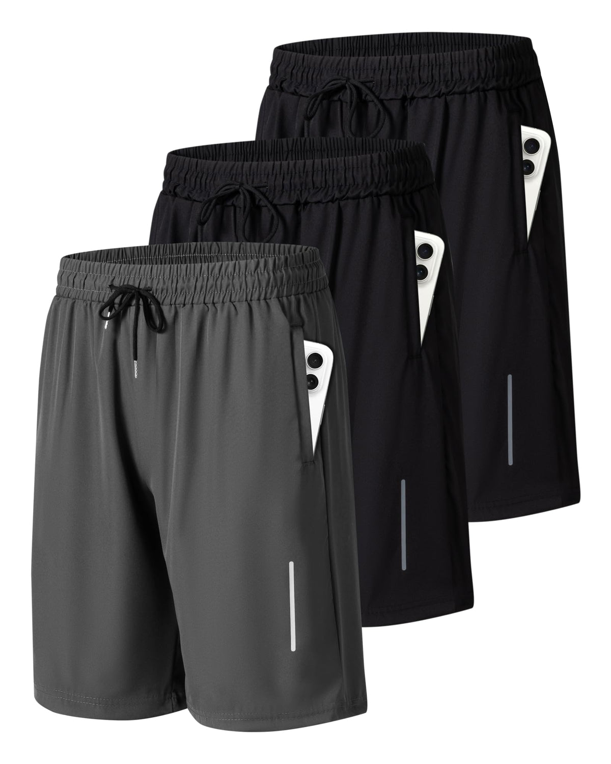 JWJ Mens Athletic Gym Workout Shorts Lightweight Quick Dry Running Basketball Shorts with Zipper Pockets