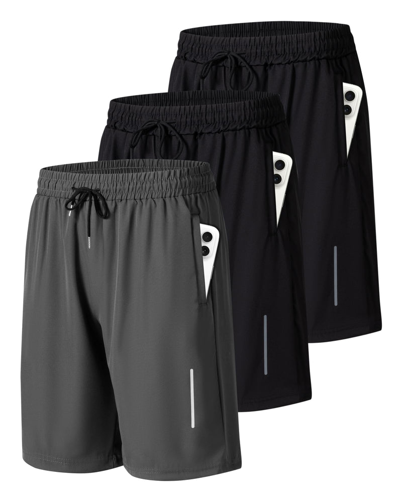 JWJ Mens Athletic Gym Workout Shorts Lightweight Quick Dry Running Basketball Shorts with Zipper Pockets