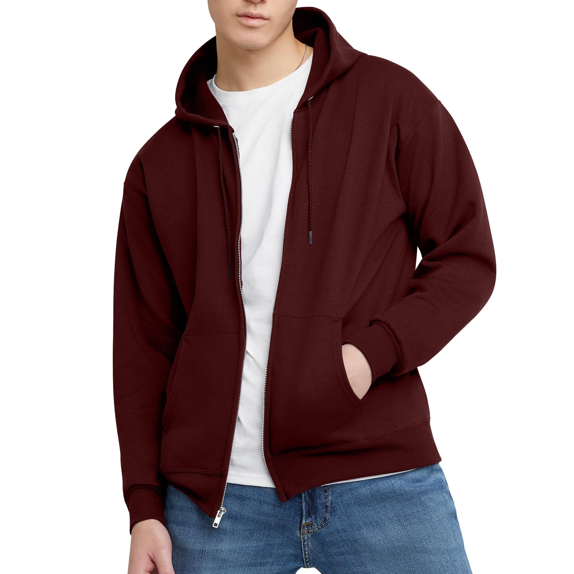 Hanes mens Zip-up Hoodie, Ecosmart Fleece Full-zip Hoodie for Men, Hooded Sweatshirt-16
