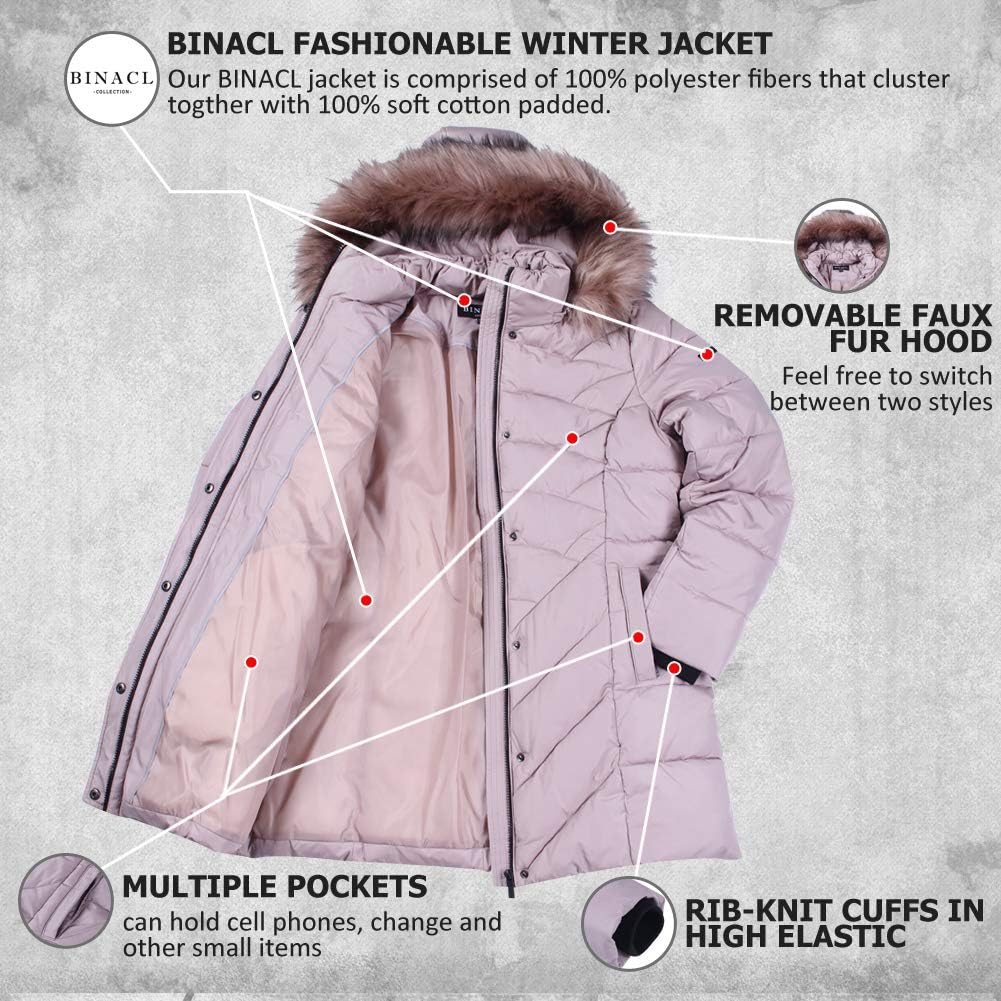 BINACL Women's Winter Warm Thicken Long Outwear Pockets Coat Parka Jacket XS-3XL-82