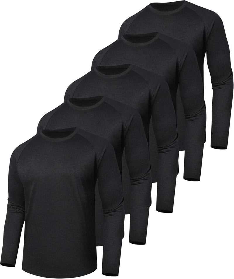 3 Pack Long Sleeve Shirts for Men - Quick Dry Moisture Wicking UV Sun Protection T-Shirts for Fishing Workout Athletic Gym-5