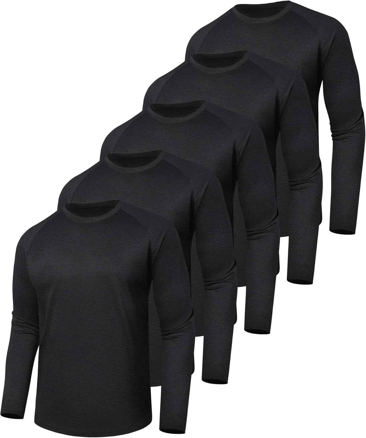 3 Pack Long Sleeve Shirts for Men - Quick Dry Moisture Wicking UV Sun Protection T-Shirts for Fishing Workout Athletic Gym-41
