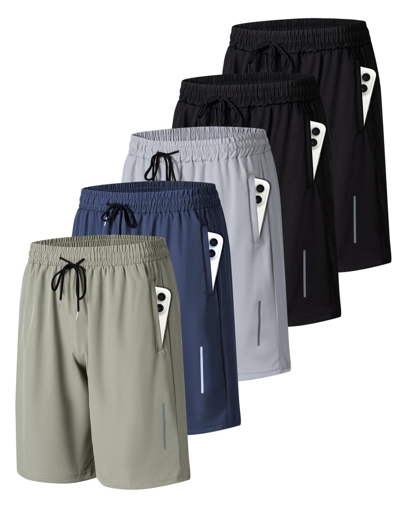 JWJ Mens Athletic Gym Workout Shorts Lightweight Quick Dry Running Basketball Shorts with Zipper Pockets