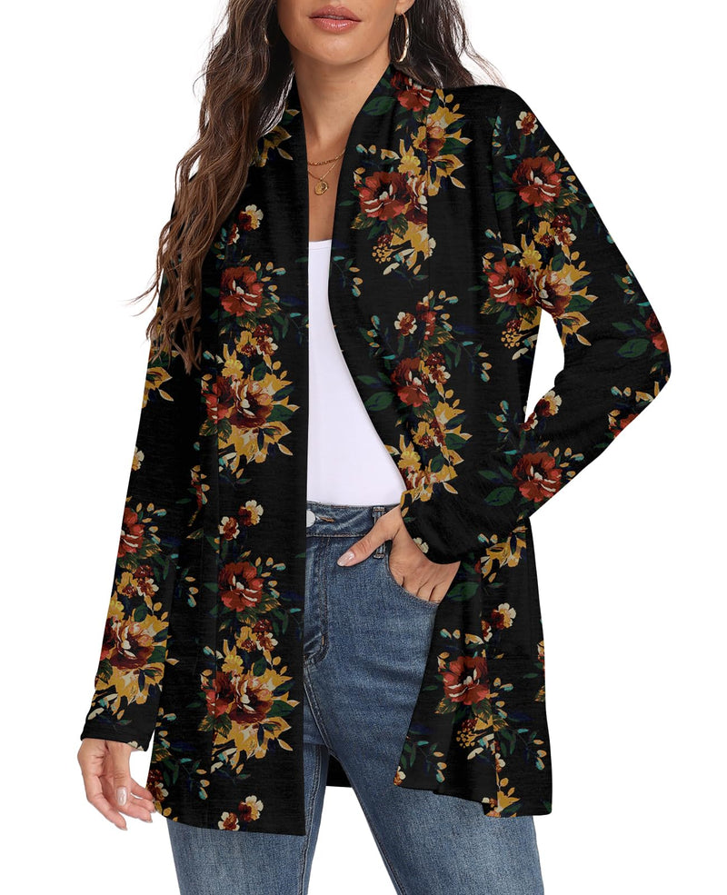 Womens Long Sleeve Lightweight Cardigan Open Front Casual Draped Cardigans with Pockets-7