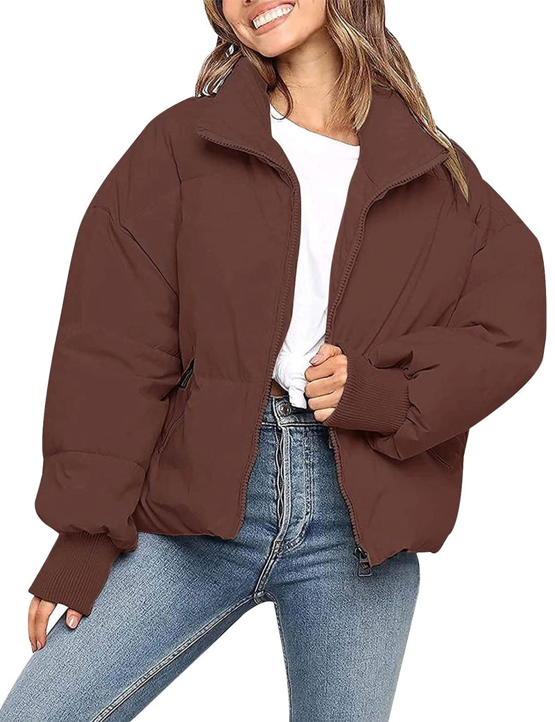 Gihuo Women’s Winter Cropped Puffer Jacket Coat Short Warm Quilted Jacket 2025-42