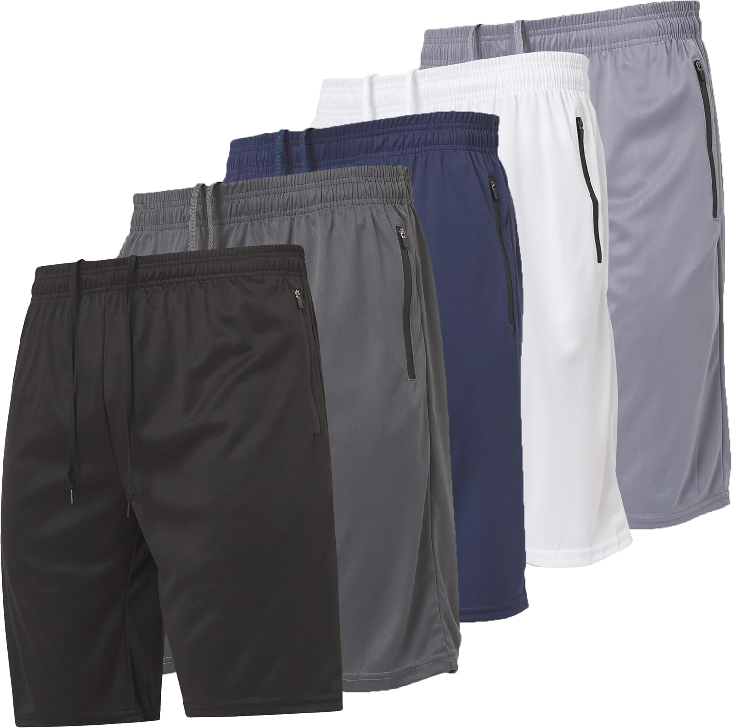 Ultra Performance Mens 5 Pack Athletic Running Shorts, Loose fit Basketball Gym Workout Shorts for Men with Zippered Pockets