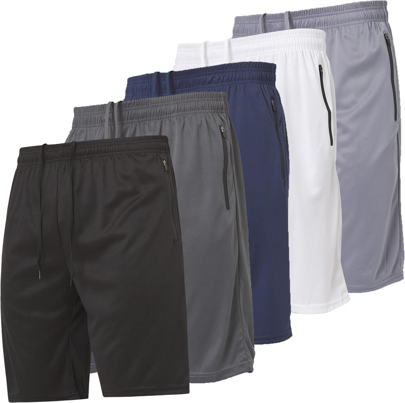 Ultra Performance Mens 5 Pack Athletic Running Shorts, Loose fit Basketball Gym Workout Shorts for Men with Zippered Pockets