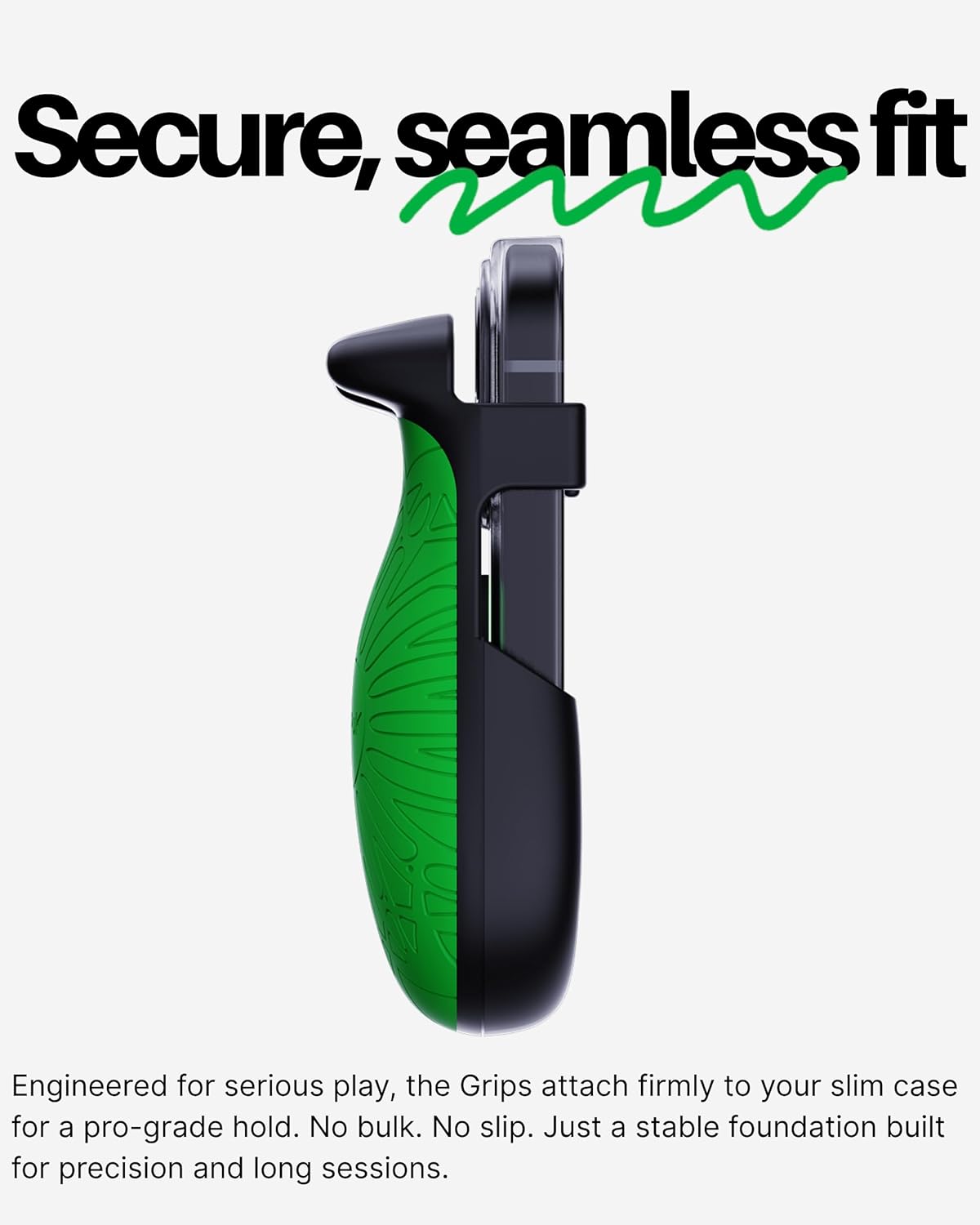 PUK Phone Gaming Grip - Black & Green Ergonomic Mobile Game Handle with Adhesive Pads - Mobile Game Controller Grip to Reduce Hand Fatigue - Android Phone Gaming Accessories