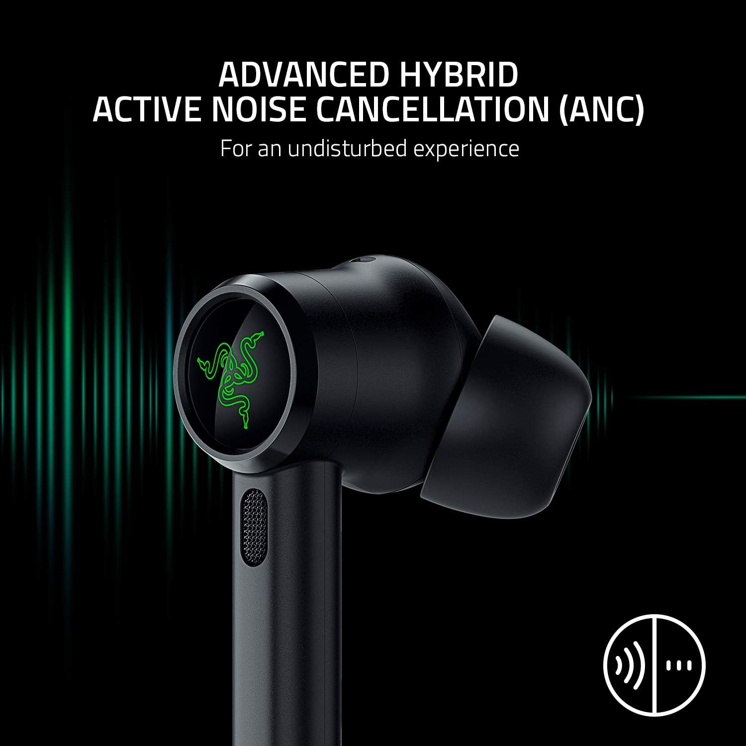 Razer Hammerhead True Wireless Pro Bluetooth Gaming Earbuds: THX Certified - Advanced Hybrid Active Noise Cancellation - 60ms Low-Latency - Touch Enabled - <20 Hr Battery Life - Classic Black