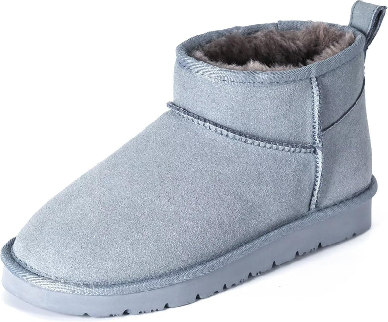 OOW 100% Genuine Suede Ankle Low Boots for Women Short Winter Snow Boot with Cozy Fur Lined-86