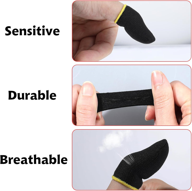 30pcs Gamer Finger Sleeves Carbon Compression Support Thumb Gloves Touchscreen Finger Cover Anti Sweat Mobile Phone Tablet Gaming Stabilizer for All Touchscreen Devices