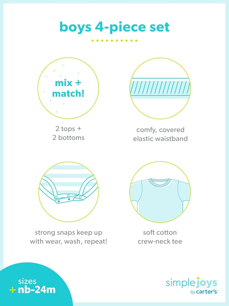 Simple Joys by Carter's baby-boys 4-piece Bodysuit, Top, and Pant Set