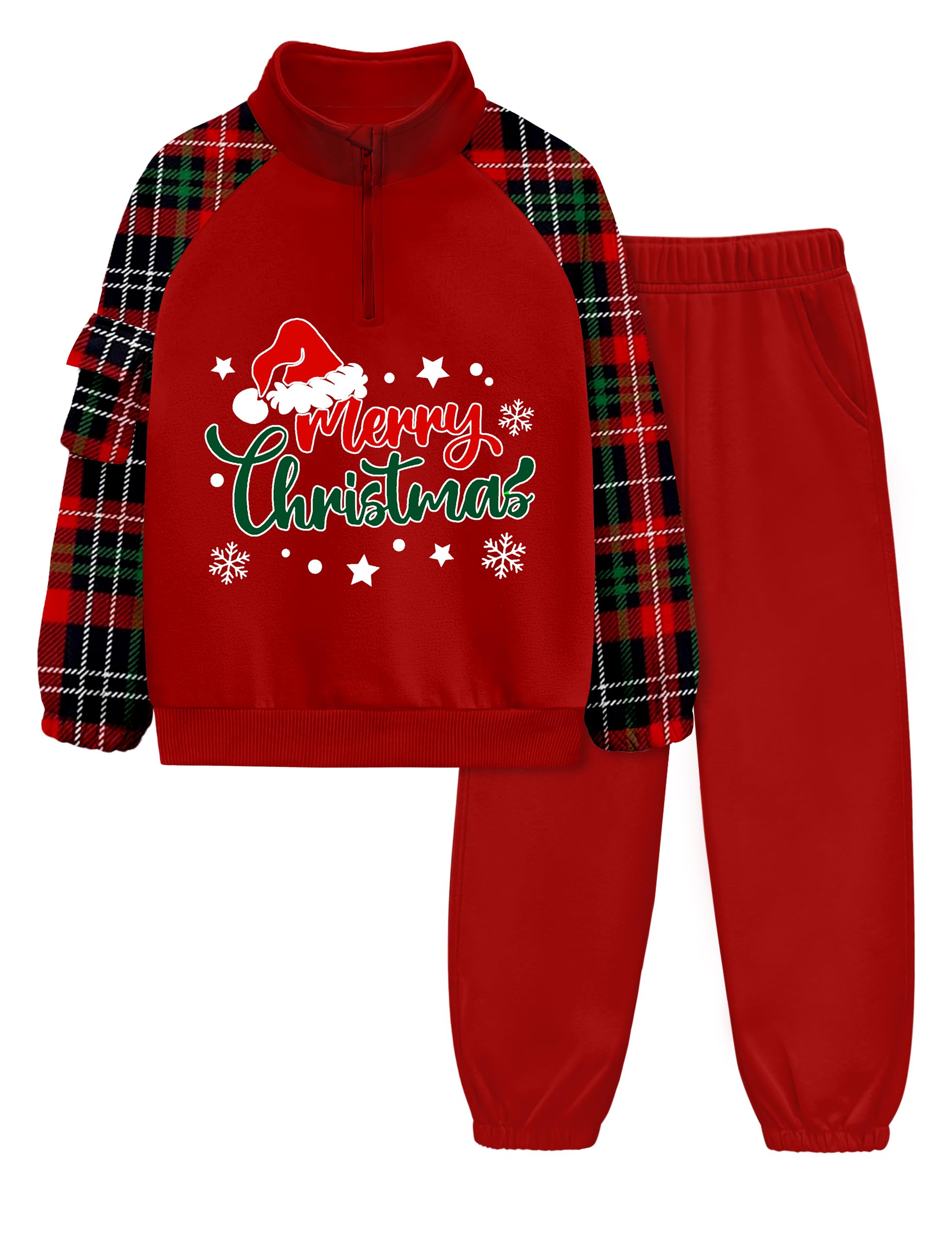 ADIRUN Boys Clothes Quarter Zip Long Sleeve with Pocket Sweatshirt Pants 2Pcs Color Block Fall Winter Outfits Set 6-12T