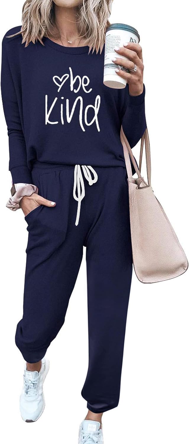 PRETTYGARDEN Women Fall 2 Piece Lounge Outfit Long Sleeve Tops High Waisted Jogger Pants Set Spring Travel Clothes Tracksuit