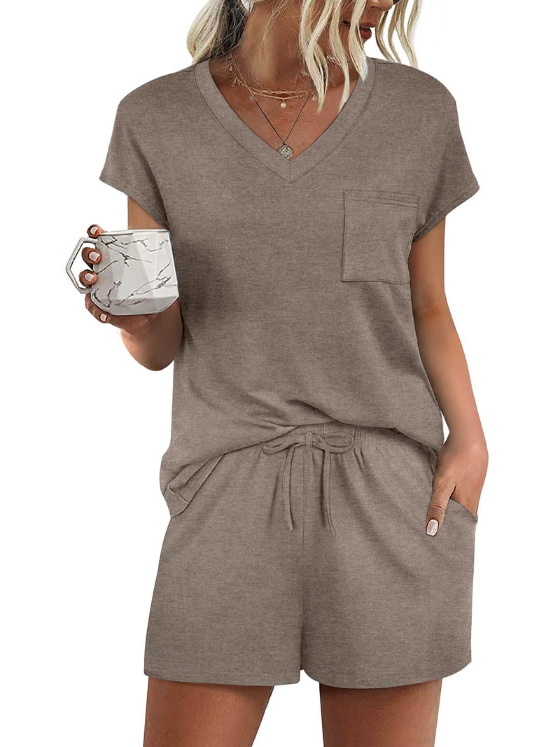 RUMIA Pajamas for Women 2 Piece Cap Sleeve Lounge Short Sets with Pockets (S-3XL)-34