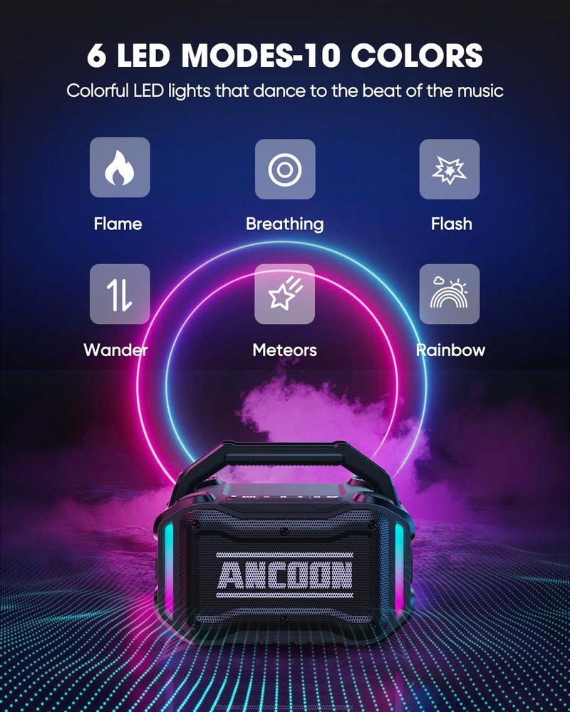 Speakers Bluetooth Wireless: 80W(Peak) Loud Speaker with Bass, 20H Playtime, IPX6 Waterproof, Large Jobsite Speakers for Work, Outdoor, Workshop, Garage, Portable Speaker with TWS (Black)