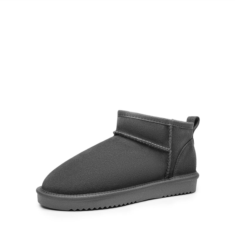 DREAM PAIRS Ankle Winter Mini Boots for Women Genuine Suede Faux Fur Lining Water Resistant Warm Snow Boots Slip On Memory Foam Comfort Booties FuzzyClassic-35