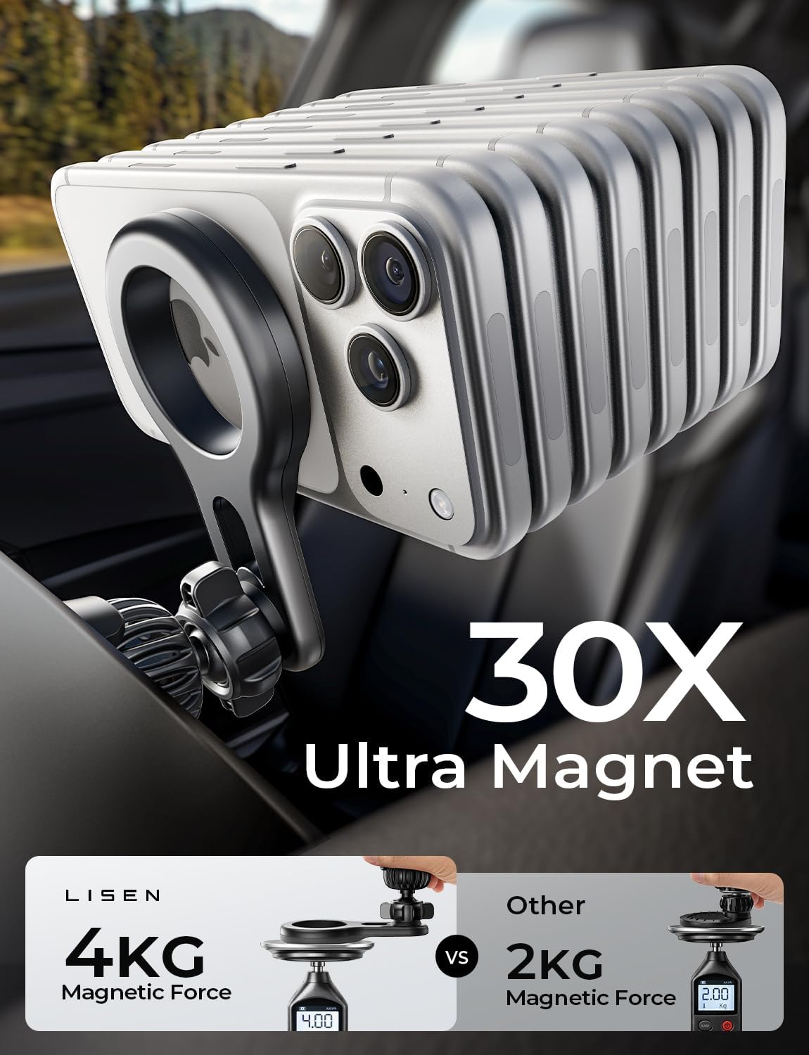 LISEN for MagSafe Car Mount, 2026 Magnetic Phone Holders for Your Car Air Vent Phone Mount, Hands Free Cell Car Phone Holder Accessories for Men Women fit iPhone 17 17e 16 15 14 13 12 Pro Max Kids