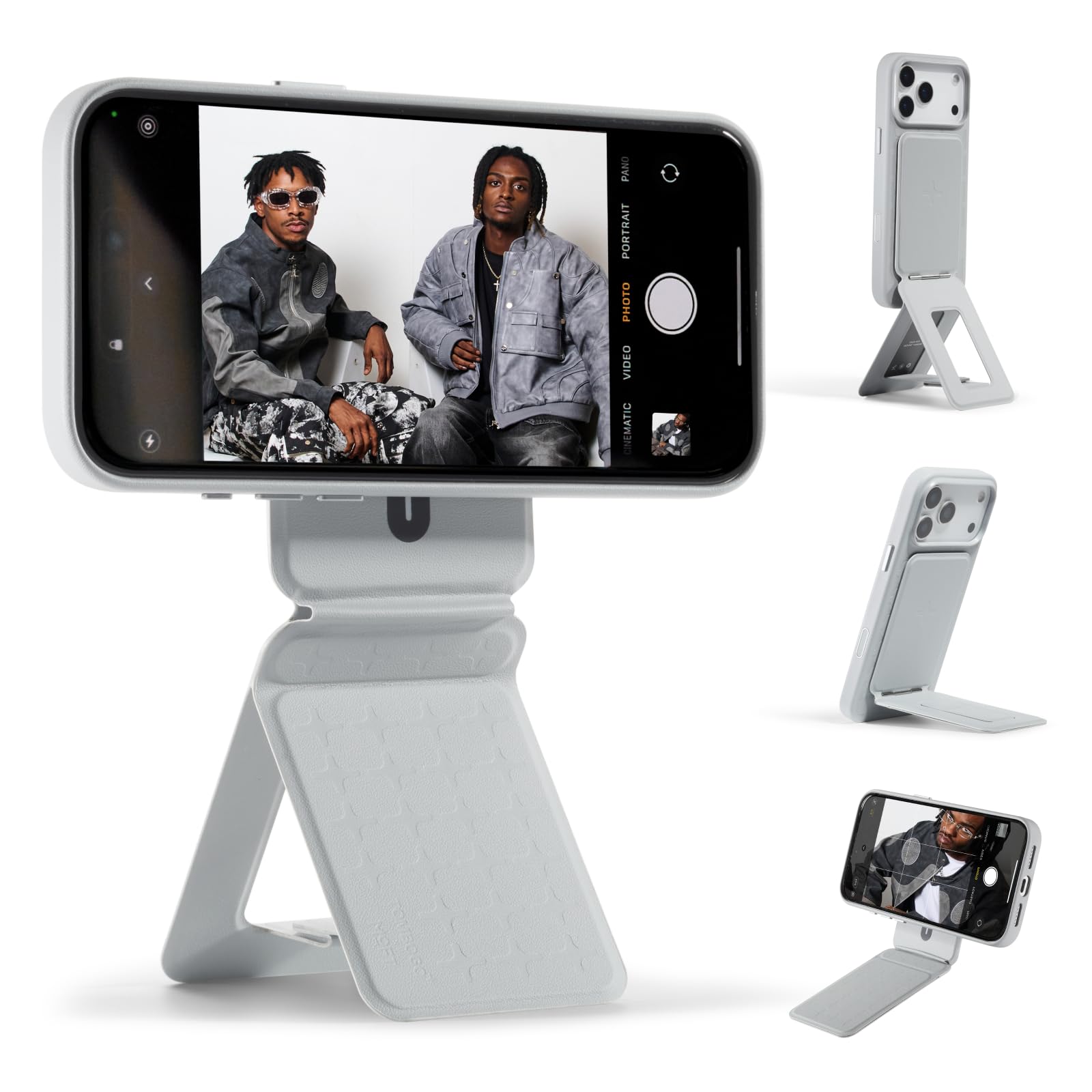 MOFT Phone Tripod Stand Selfie Stick for iPhone, Multi-Angles iPhone Stand, Lightweight & Portable Phone Holder, Strong Magnets, MOVAS Vegan Leather, Travel Essentials, Seafoam (Without Card Slot)