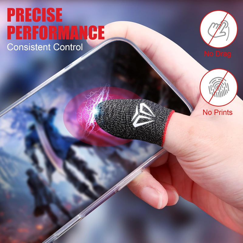 6 Pieces Gaming Finger Sleeves Anti Sweat Gaming Thumb Sleeve Silver Fiber Thin Mobile Finger Protectors Smooth Feel Gamer Gloves Accessories for Most Touchscreen Devices Tablet Phone