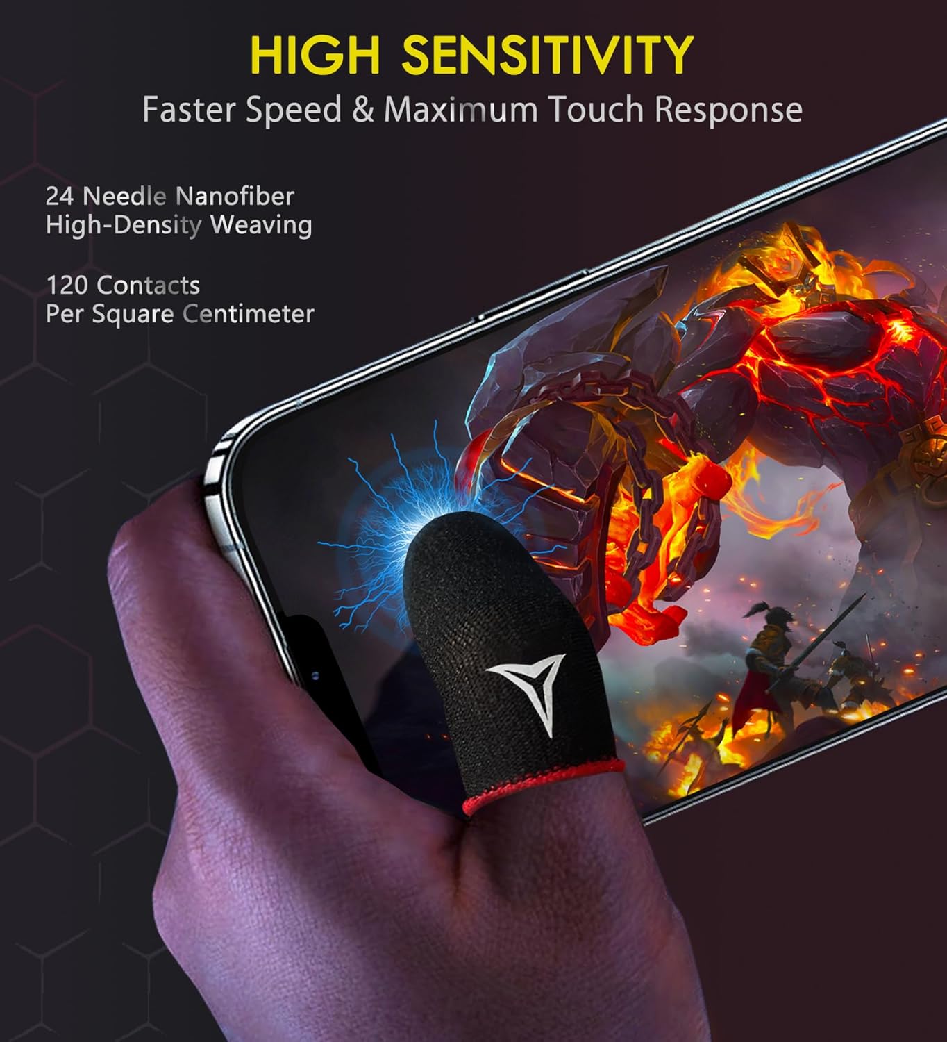 Professional Mobile Gaming Finger Sleeves with a Slide Box,No More Slipping,Longer Size for 5 Fingers, High Sensitivity,Anti-Sweat,Anti-Slip Finger Gaming Gloves Fits All Touchscreen Devices,6 Pack