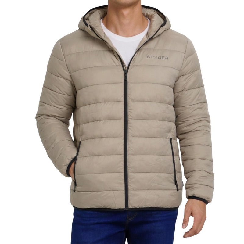 Spyder Puffer Jacket Men - Packable Lightweight Quilted Hooded Winter Coat