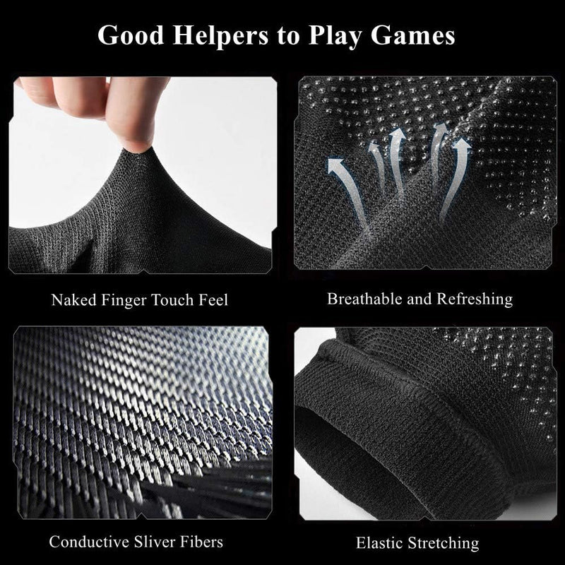 Gaming Gloves for Sweaty Hands - Rakizbe High-Sensitive Anti-Sweat Breathable Seamless Touch Screen Gloves with Thumb Finger Sleeves for iPad/Mobile Game Controller