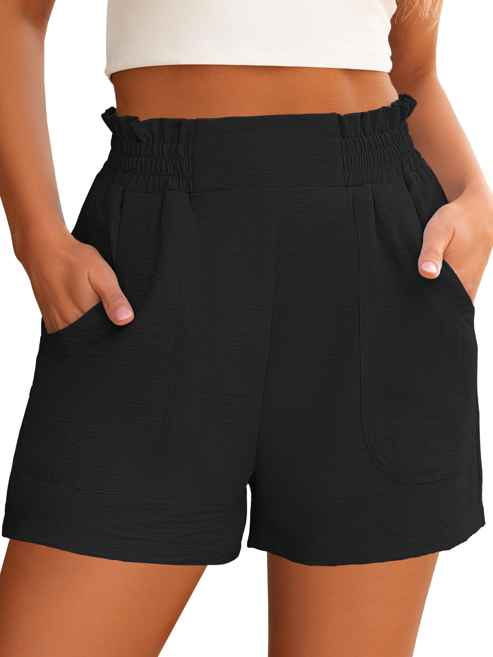 ANRABESS Shorts for Women Summer Casual Elastic High Waisted Wide Leg Cute Dressy Beach Shorts 2026 Vacation Beach Clothes
