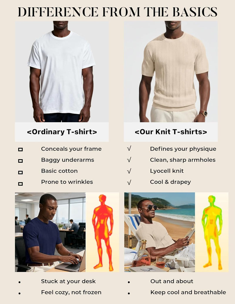 PJ PAUL JONES Mens T-Shirts Crew Neck T Shirts Short Sleeve Knit Shirt Casual Ribbed Top Basic Pullover Tees