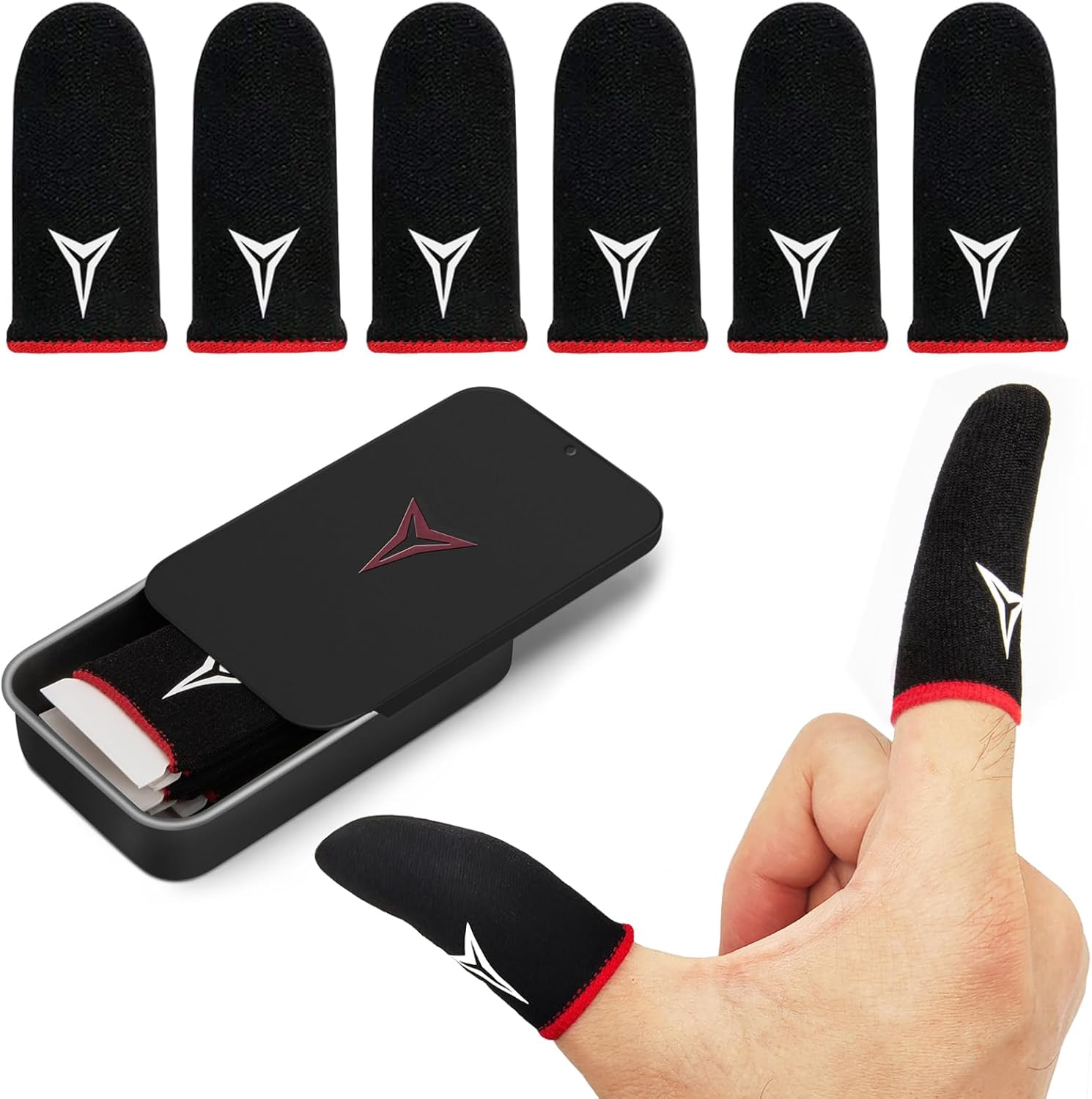 Professional Mobile Gaming Finger Sleeves with a Slide Box,No More Slipping,Longer Size for 5 Fingers, High Sensitivity,Anti-Sweat,Anti-Slip Finger Gaming Gloves Fits All Touchscreen Devices,6 Pack