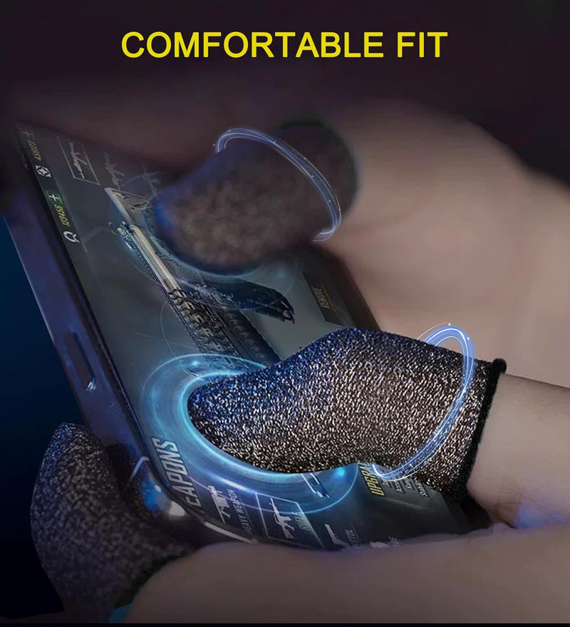 2025 Upgrade: Longer Size Silver Fiber Professional Finger Sleeves for Mobile Gaming–No More Slipping, Maximum Touch Sensitivity, Anti-Sweat, Fits All Touchscreen Devices, 10 Pack (M)