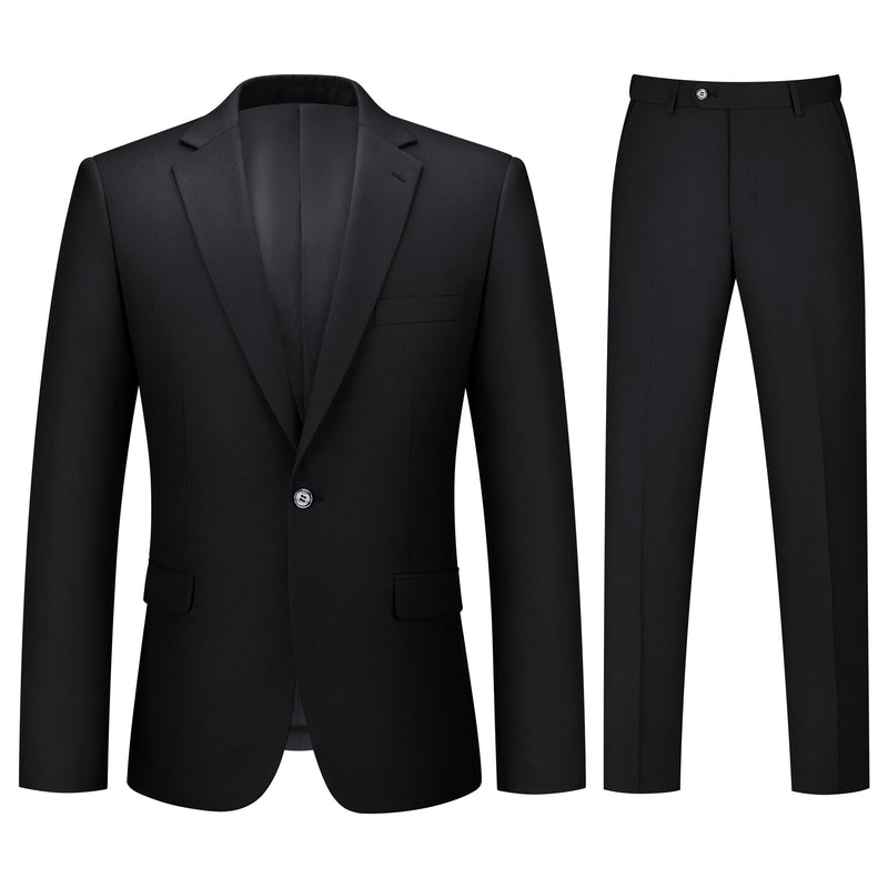 Mens Suit 2 Piece Suits for Men One Button Slim Fit Solid Jacket & Pants Tuxedo Set Business Wedding Party-33