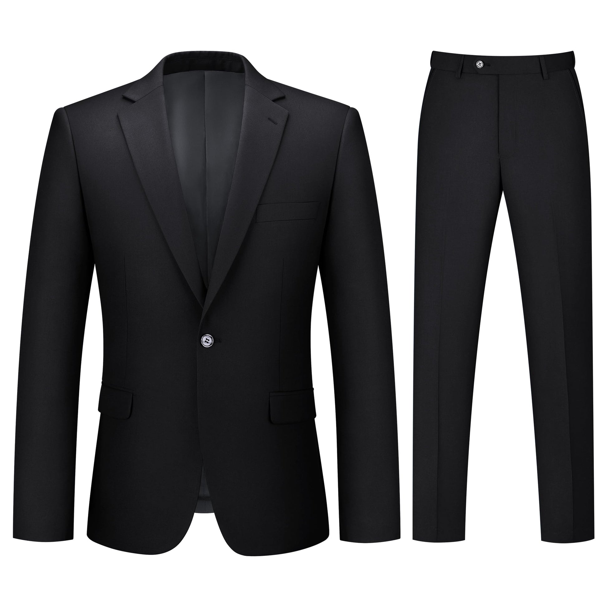 Mens Suit 2 Piece Suits for Men One Button Slim Fit Solid Jacket & Pants Tuxedo Set Business Wedding Party-14