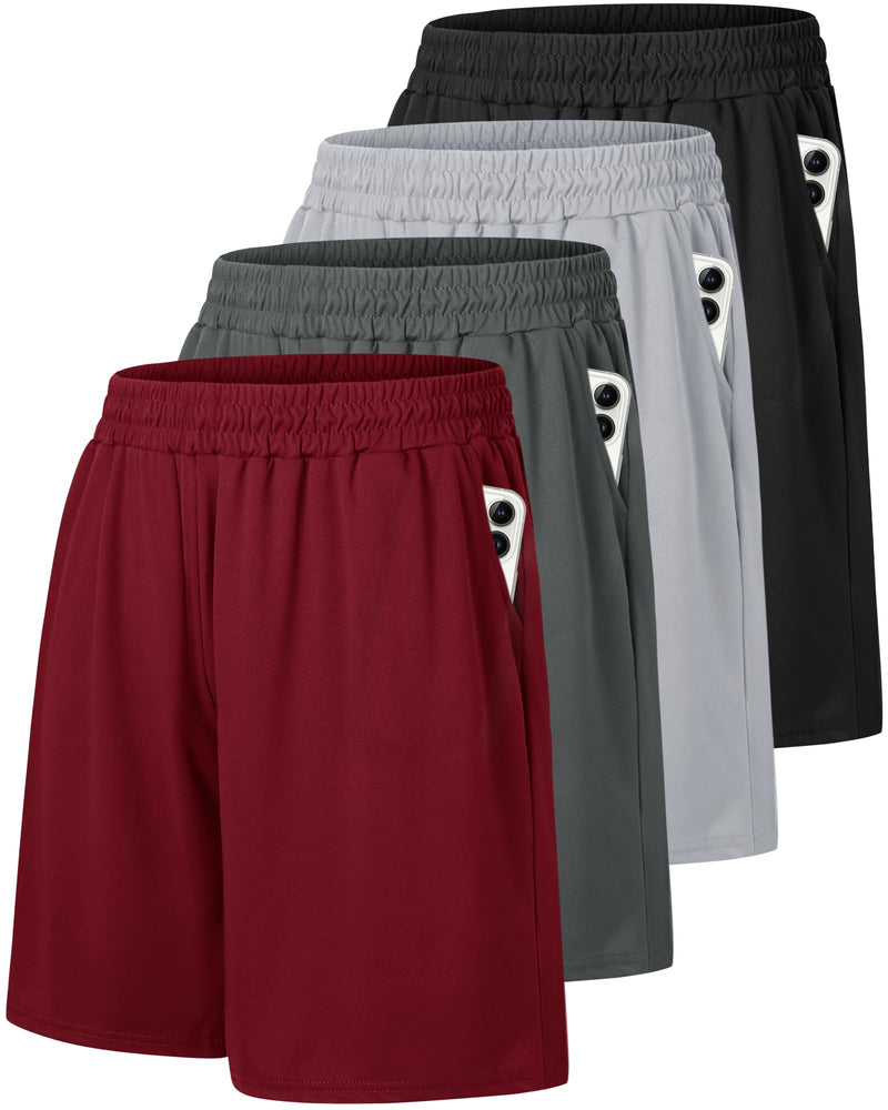 4 Pack Gym Mens Shorts - Basketball Athletic Shorts with Pockets Fitness Clothing Black Workout Quick Dry Shorts