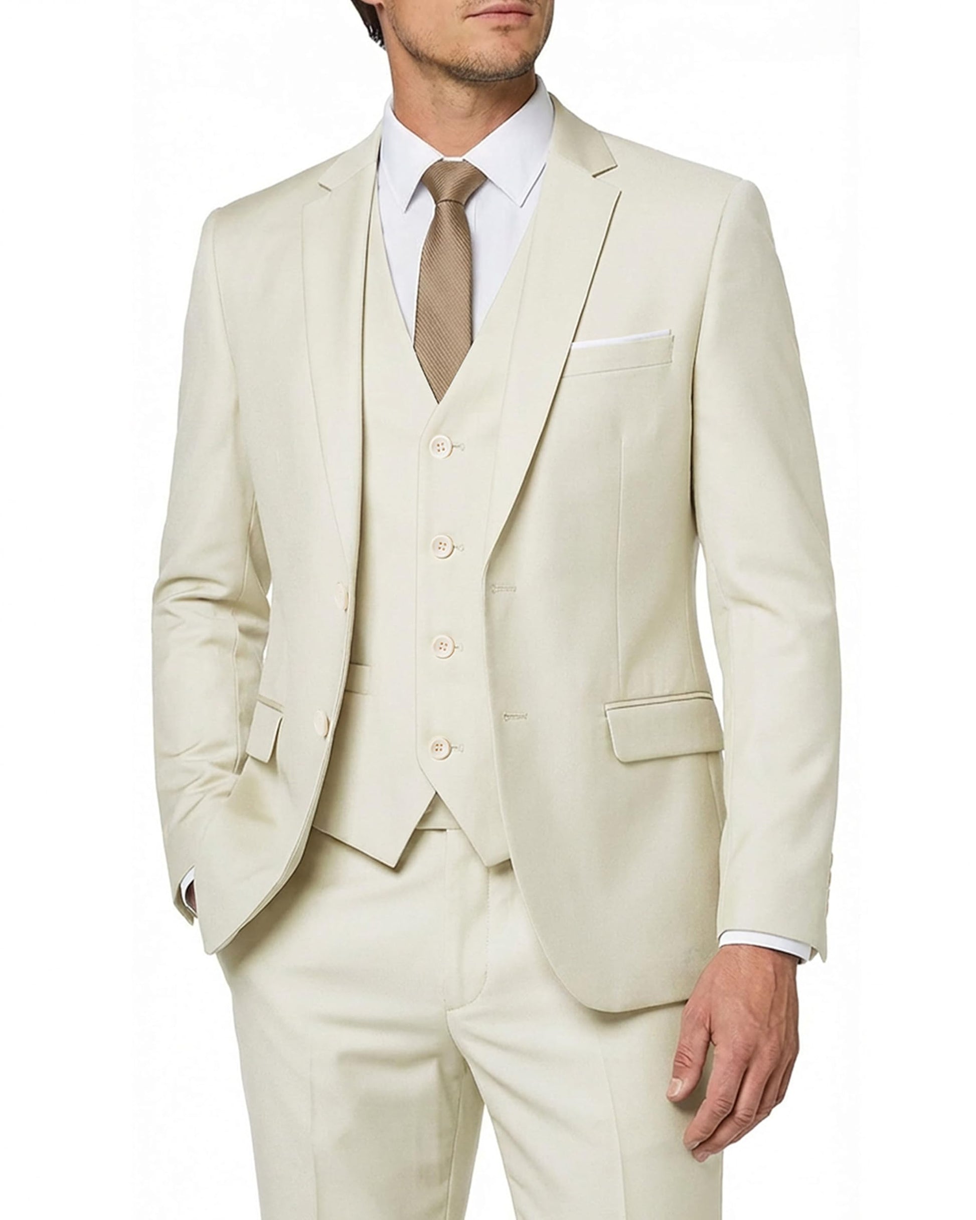 MY'S Men's 3 Piece Slim Fit Suit Set with Tie, 2 Button Blazer Jacket Vest & Pants, Business Wedding Party Prom Suit for Men-87