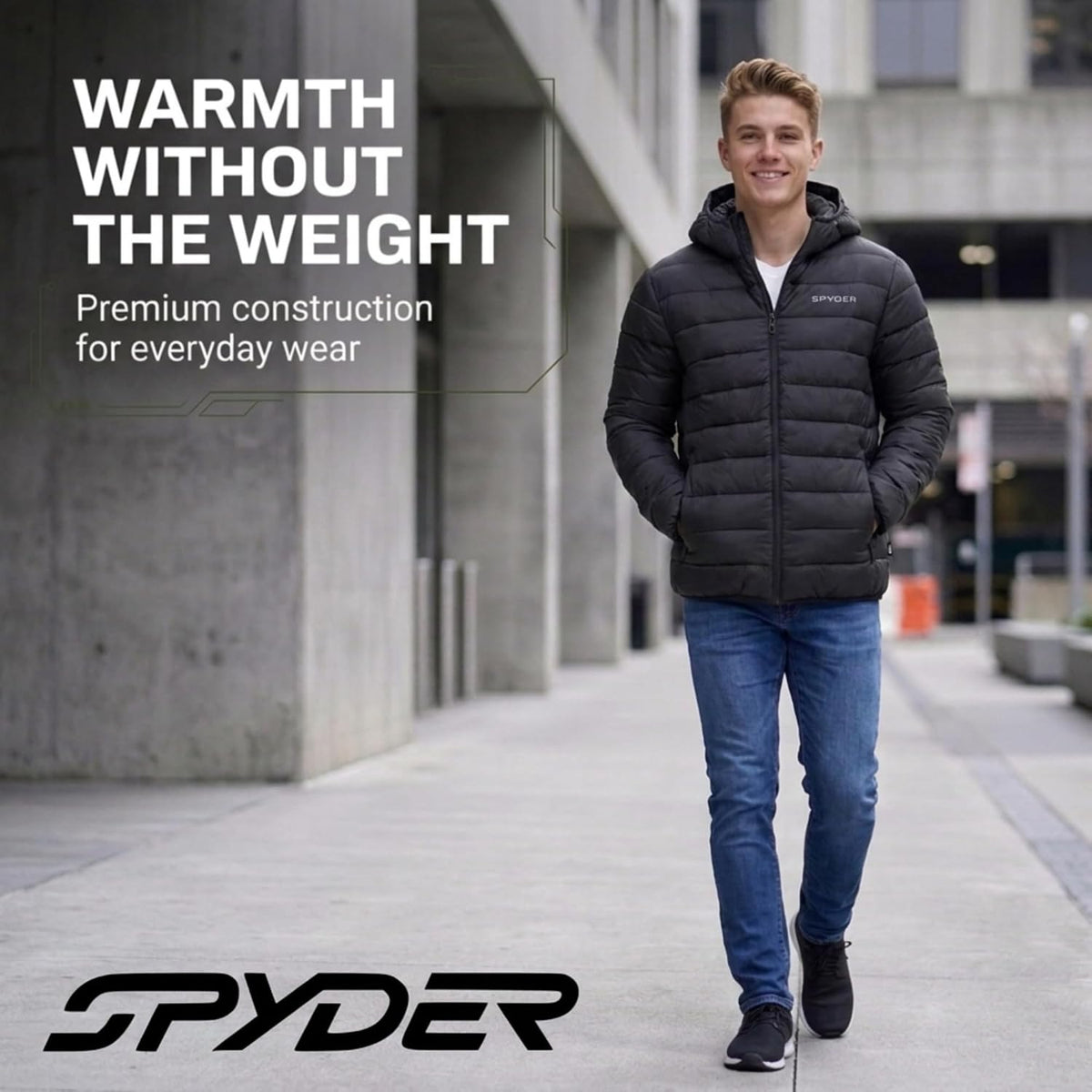 Spyder Puffer Jacket Men - Packable Lightweight Quilted Hooded Winter Coat