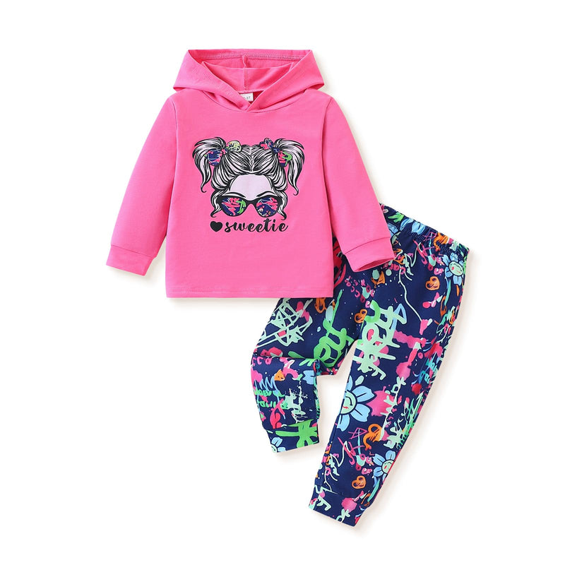 Toddler Baby Girls Clothes Long-sleeve Tie Dye Hoodie Pullover and Sweatpants Heart Print Hooded Outfits Set