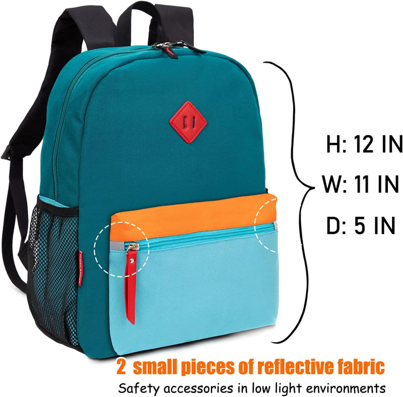 Toddler Kids Backpack for Boys or Girls, Green Blue, 12 Inch