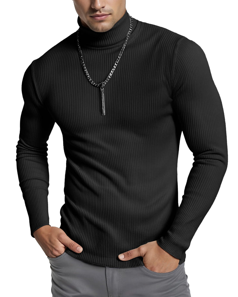 NY Threads Men's Ribbed Turtleneck Slim Fit Pullover Casual Long Sleeves Basic Top-1