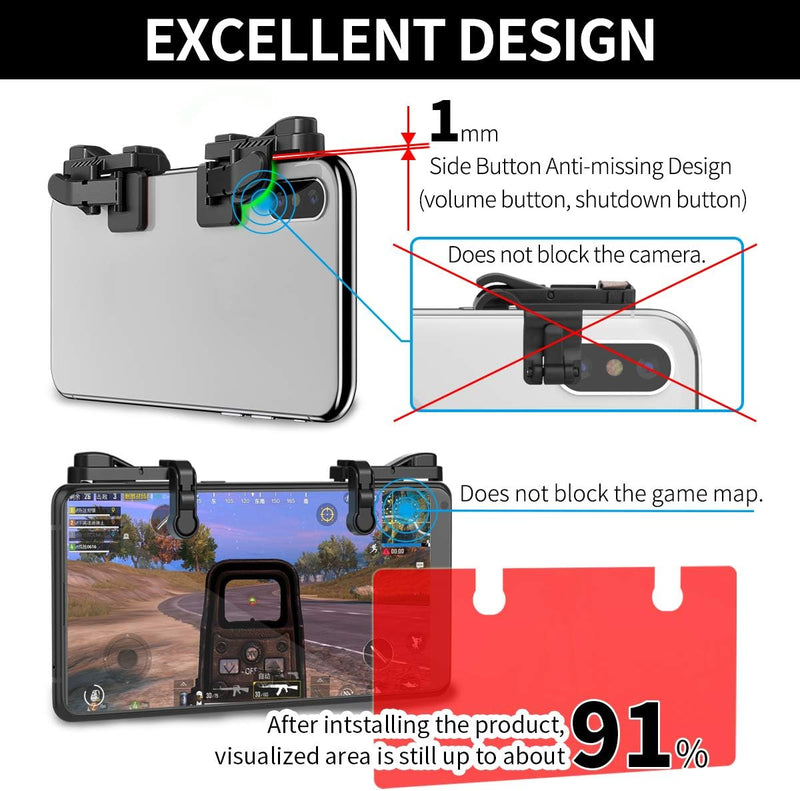 【1 Pair】 Z108 Mobile Gaming Controller Compatible with PUBG Mobile/Fortnitee Mobile/Call of Duty Mobile, Sensitive Shoot and Aim Trigger L1R1 Compatible with Android & iPhone
