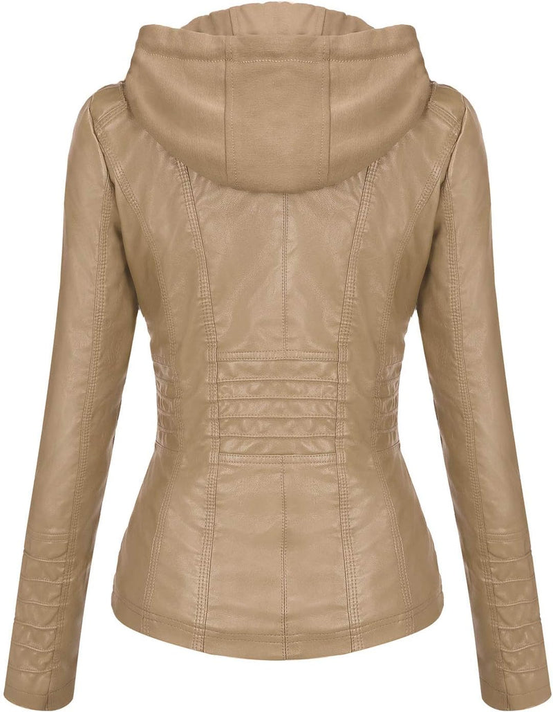 Tanming Womens Faux Leather Jacket Hooded Moto Biker Coat Outerwear Fall Fashion Outfits Winter Clothes-71