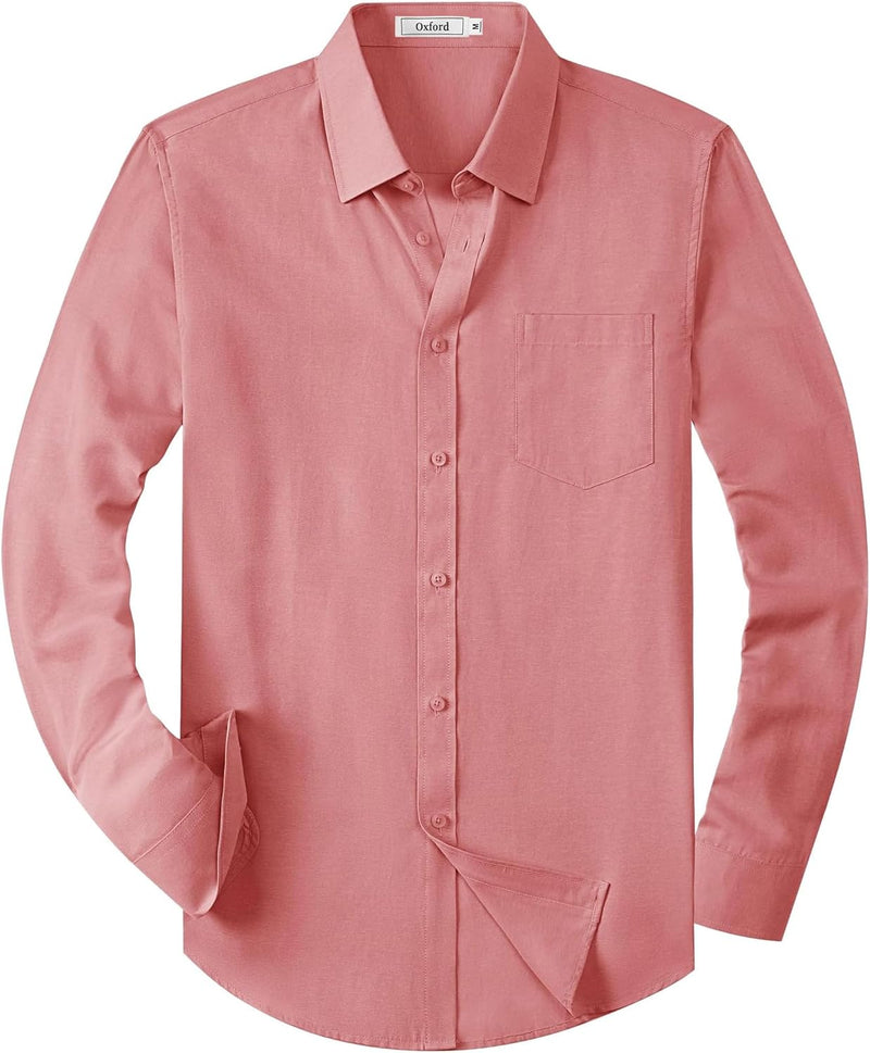 Mens Oxford Shirts Long Sleeve Business Casual Cotton Dress Shirt Wedding Dating Party Button Down Tops with Pocket-80