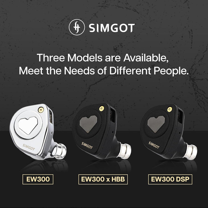 Linsoul SIMGOT EW300 1DD+1Planar+1PZT Hybrid Driver in Ear Monitor, Wired Earbuds IEM, Gaming Earbuds with Detachable Nozzles, Silver-Plated OFC IEM Cable for Audiophile Musician (Standard Edition)
