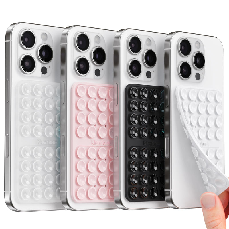 Klearlook Silicone Suction Cup Phone Case Mount Double Sided, Sticky Phone Grip with Higher Suction Power for Cell Phone, Hands-Free Phone Accessories Holder for Selfies and Videos, Transparent