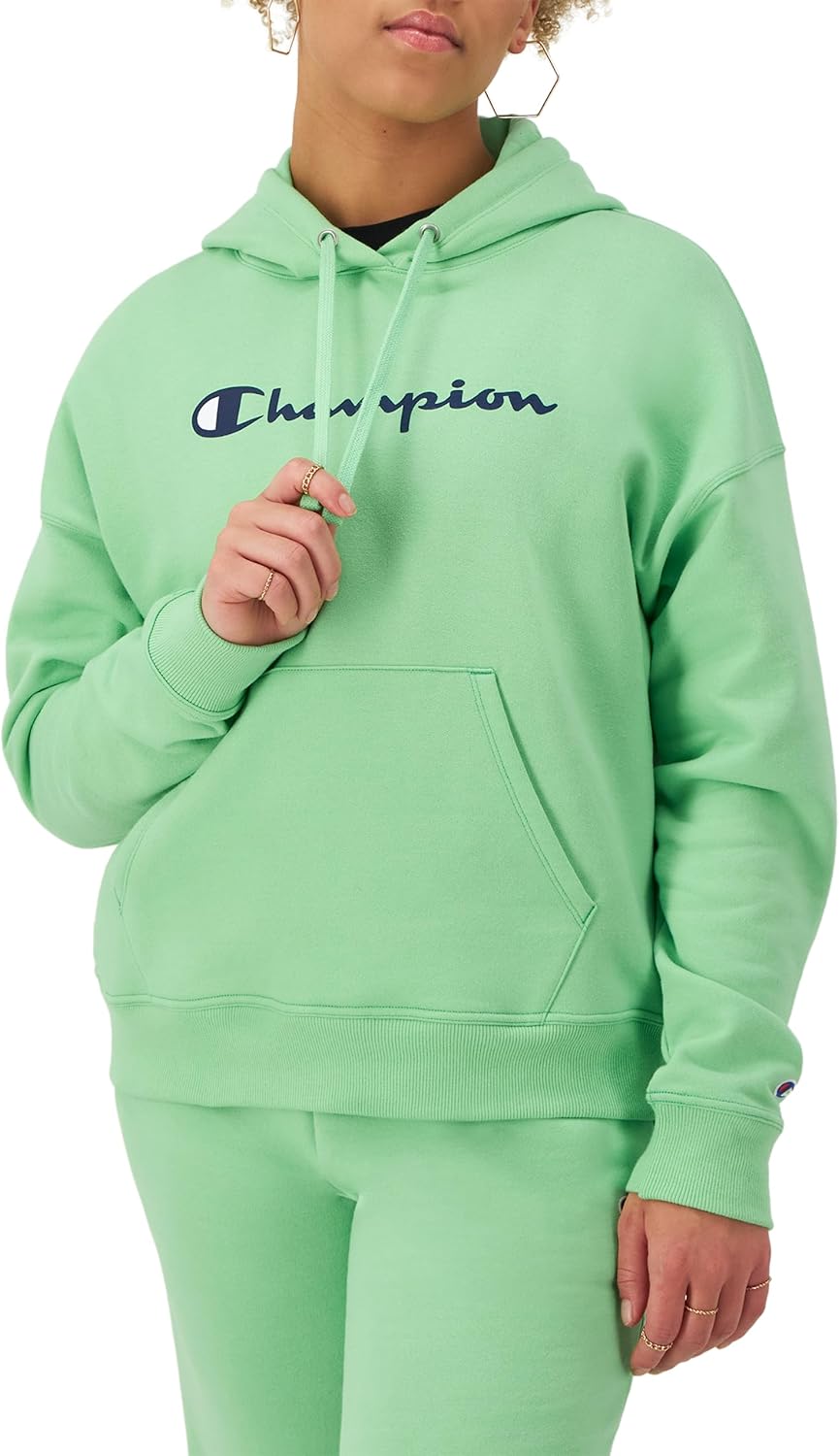 Champion Women’s Pullover Fleece Hoodie, Loose Fit, Midweight, Script Logo-60