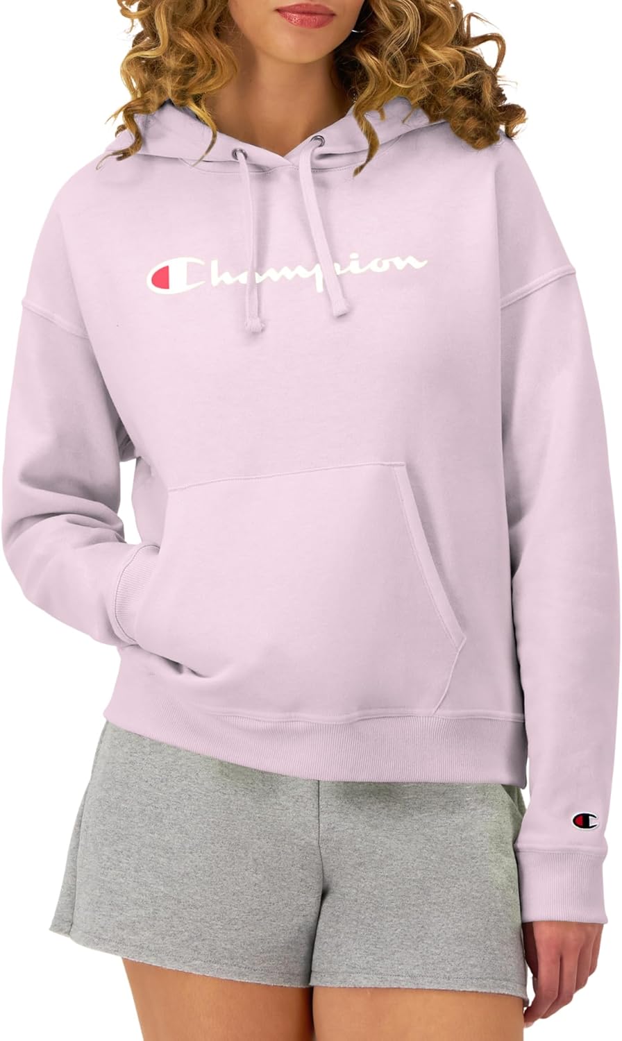 Champion Women’s Pullover Fleece Hoodie, Loose Fit, Midweight, Script Logo-41