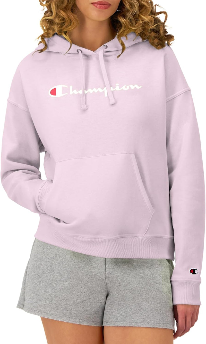 Champion Women’s Pullover Fleece Hoodie, Loose Fit, Midweight, Script Logo-41